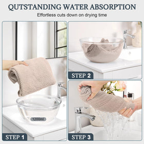 BEoffer towel wrapped on model demonstrating secure, hands-free drying benefit