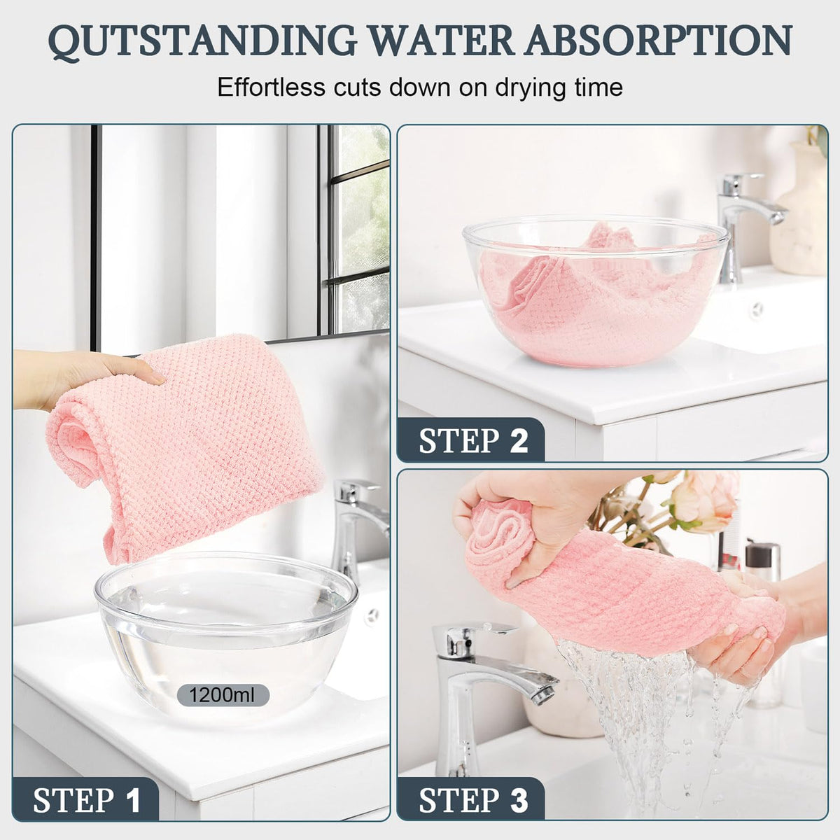 BEoffer towel wrapped on woman demonstrating secure, frizz-reducing hold