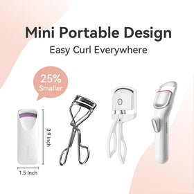 BEOVEA curler held in hand showing compact size and travel convenience
