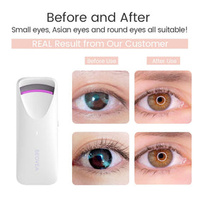 BEOVEA curler beside makeup bag suggesting on-the-go touch-ups and convenience