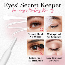 BEPHOLAN adhesive drying clear on strip lash demonstrating seamless natural finish
