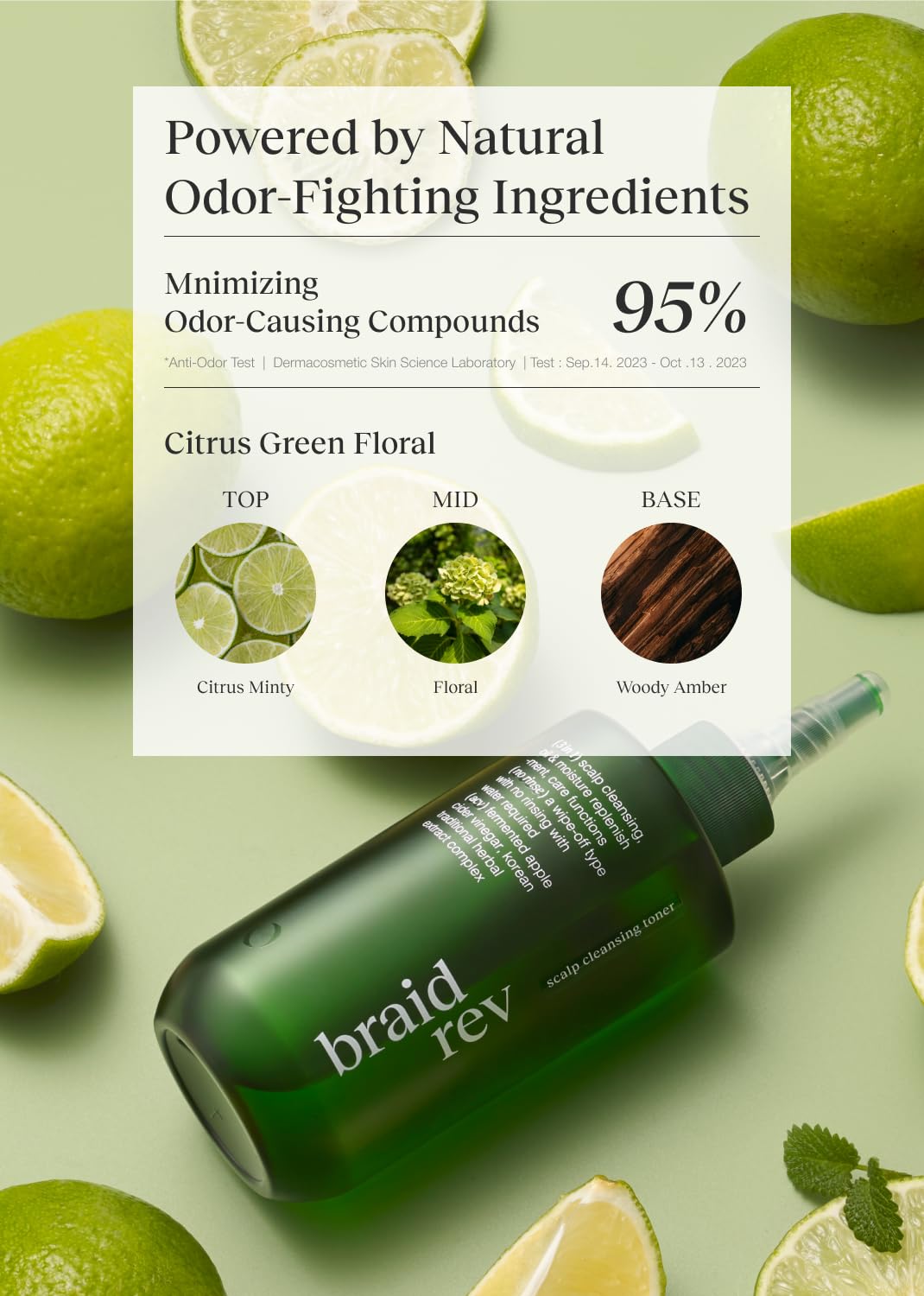 Bephor used on braided scalp illustrating residue removal benefit