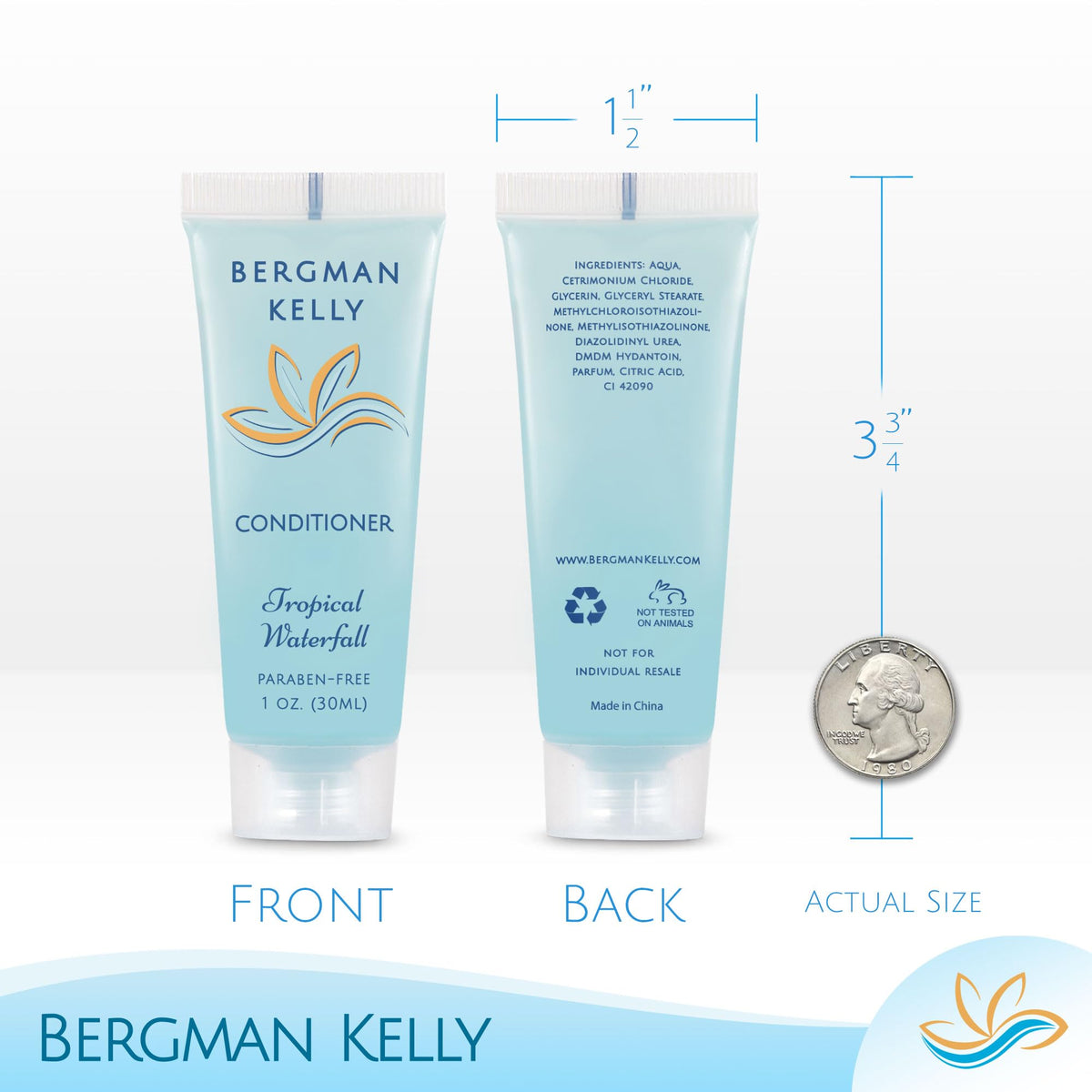 BERGMAN KELLY bottle closeup showing foil sealed cap for leak protection benefit
