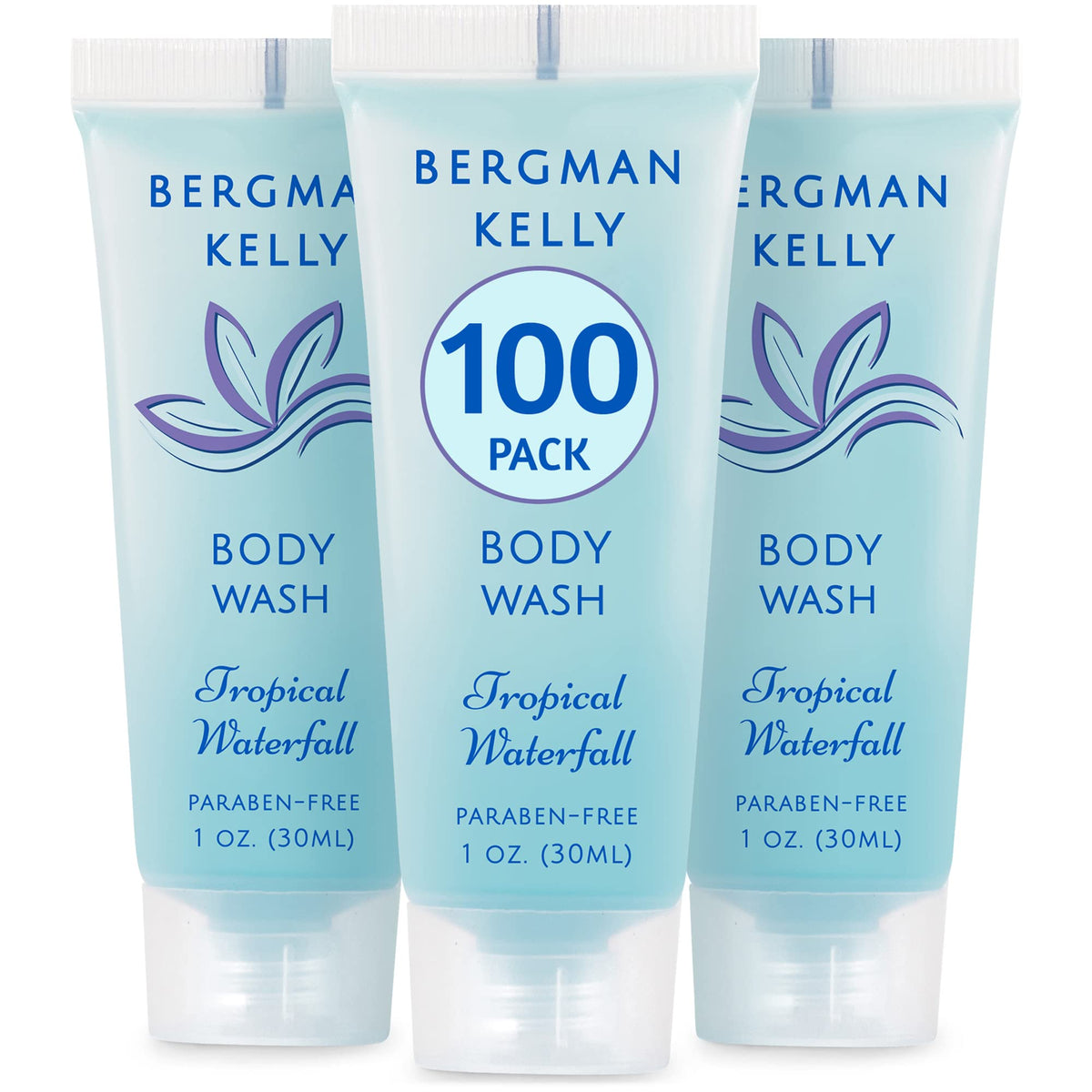 BERGMAN KELLY front packaging showing compact 1 fl oz travel tube, great for guest amenities