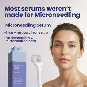 Berkland Auralux pump dispensing serum, illustrating controlled application benefit