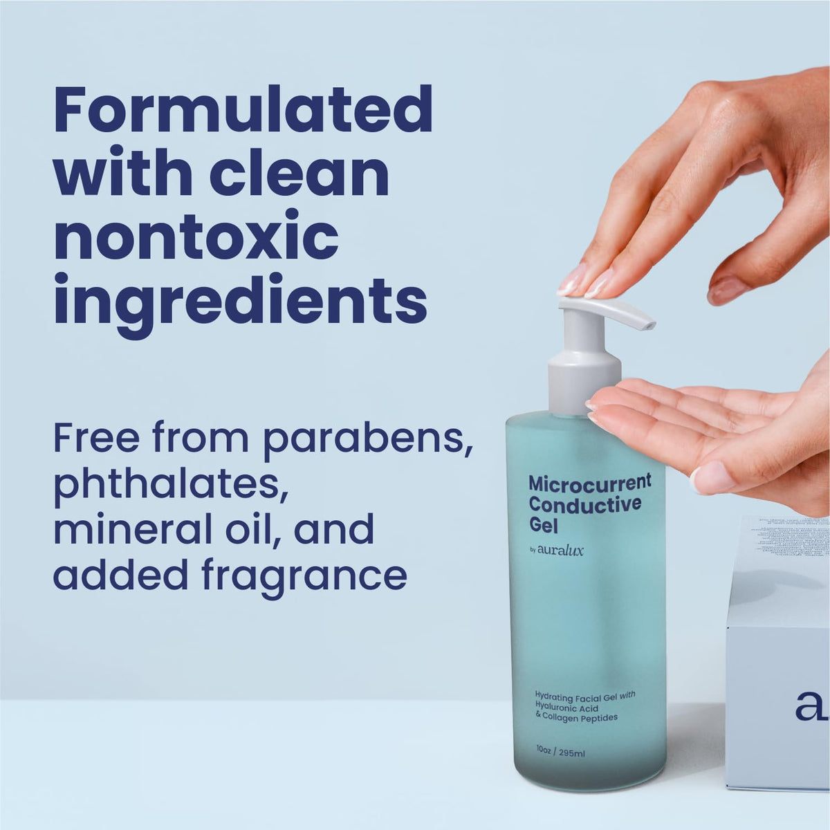 Berkland Auralux ingredients label highlighting collagen peptides and hyaluronic acid