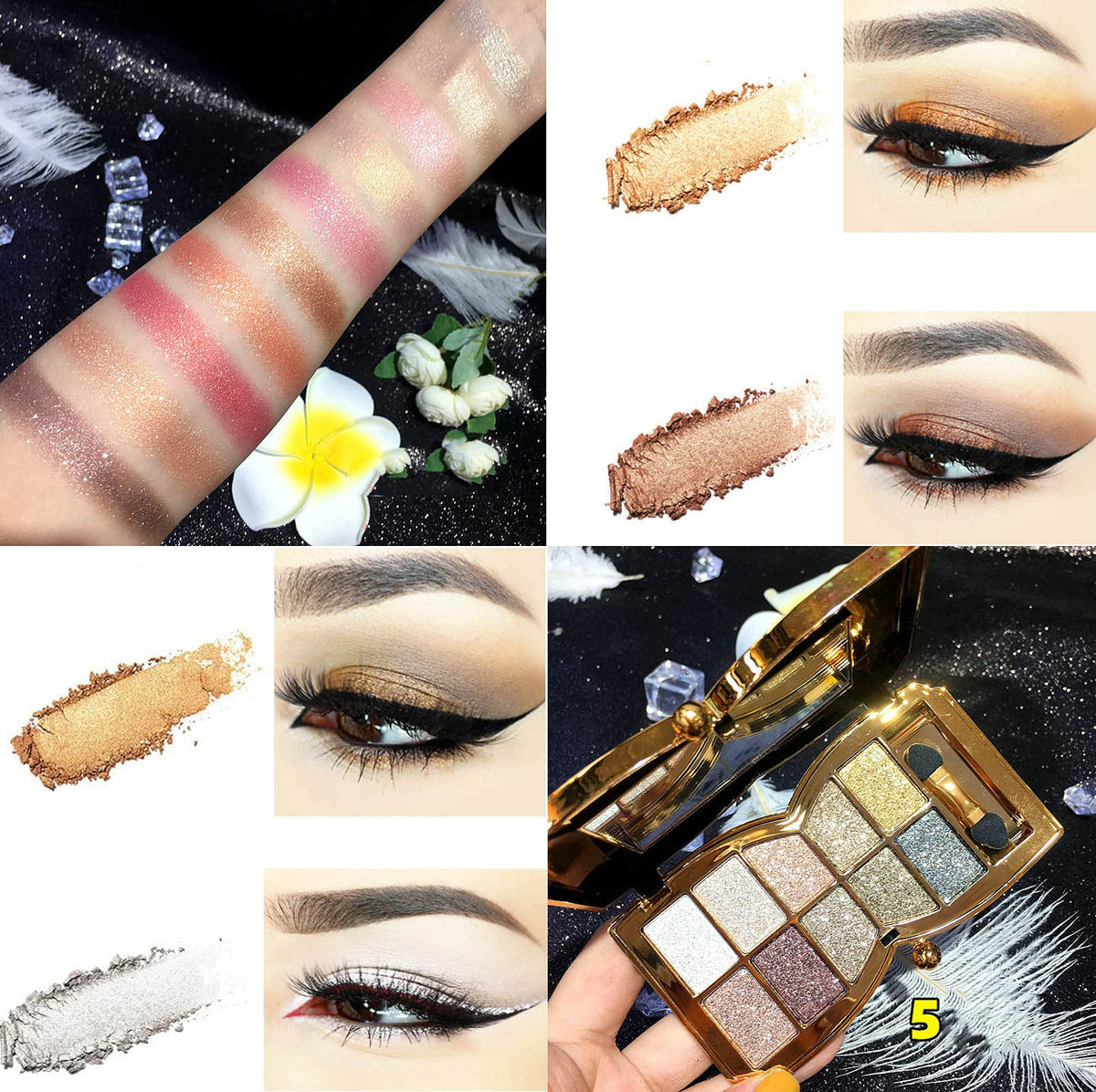 Bernecy brush application on lid illustrating blendable shimmer and buildable coverage