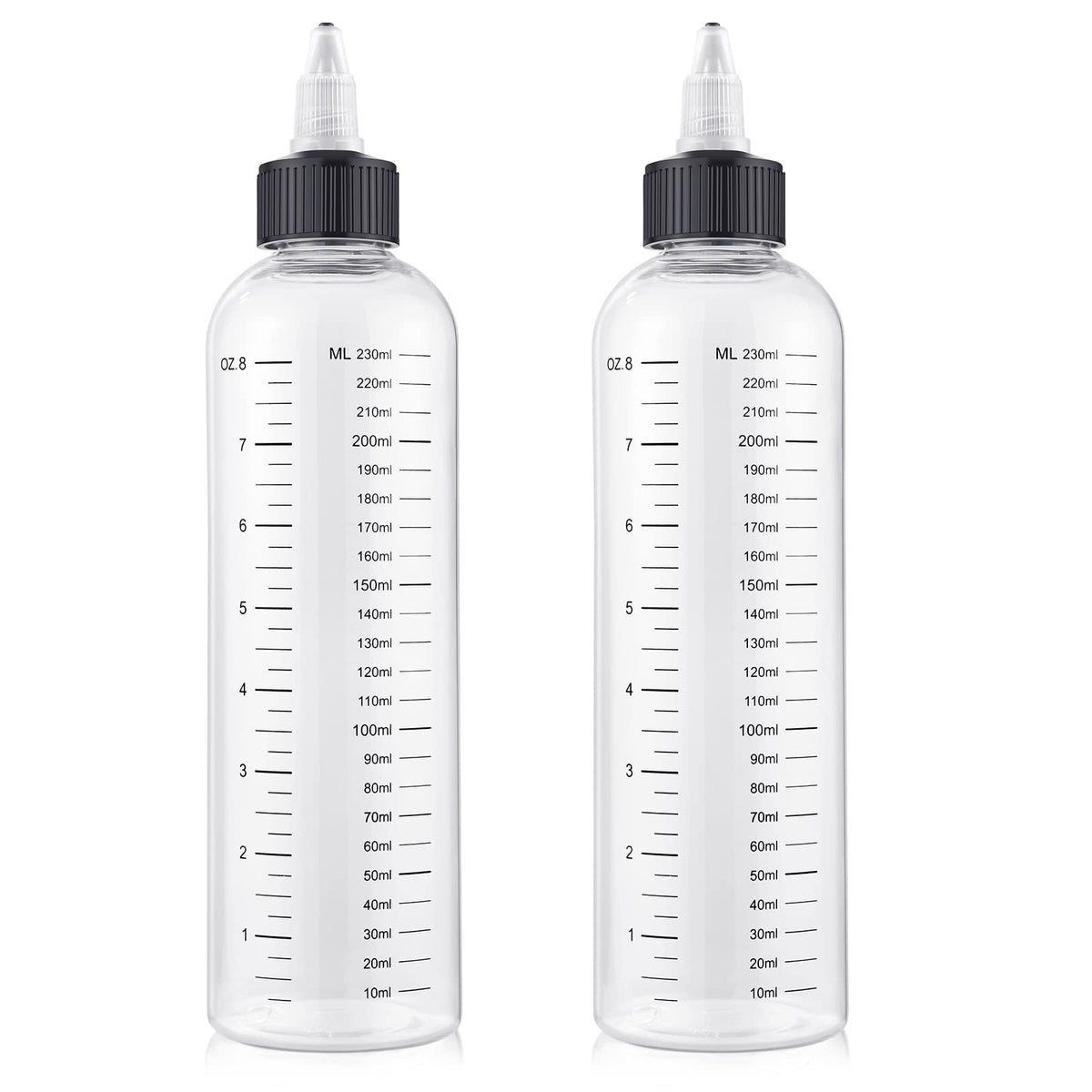 BESARME front view of two applicator bottles showing capacity and labels for easy identification