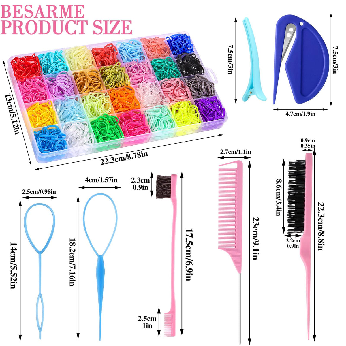 BESARME organizer box open with separated compartments for easy color selection