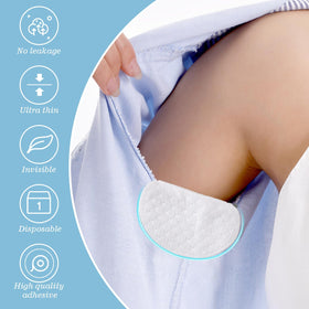 BESARME pad applied to t-shirt sleeve seam to protect clothing discreetly