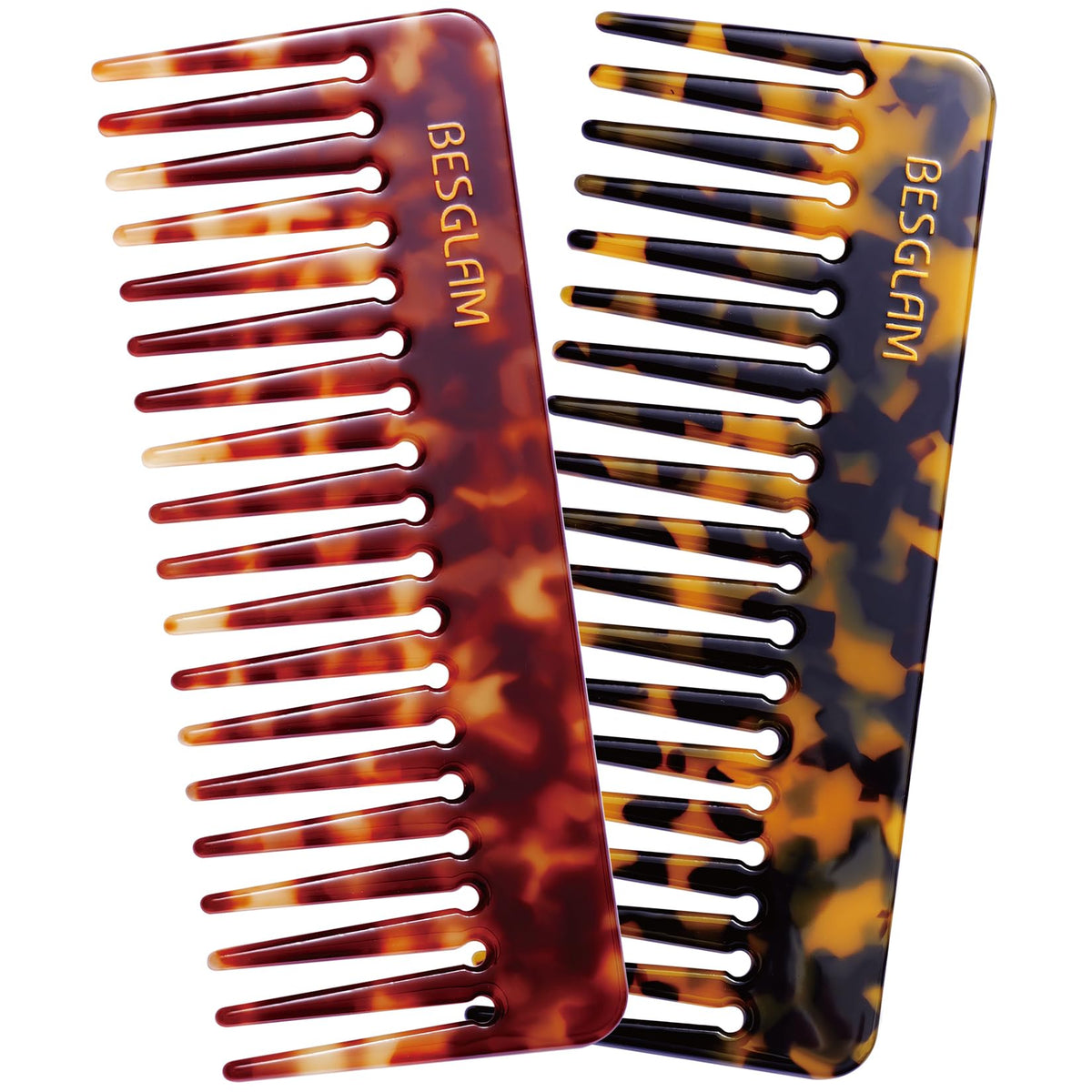 BESGLAM tortoise comb front view showing design and easy detangling benefit