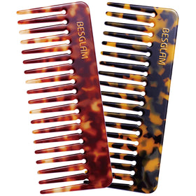 BESGLAM tortoise comb front view showing design and easy detangling benefit