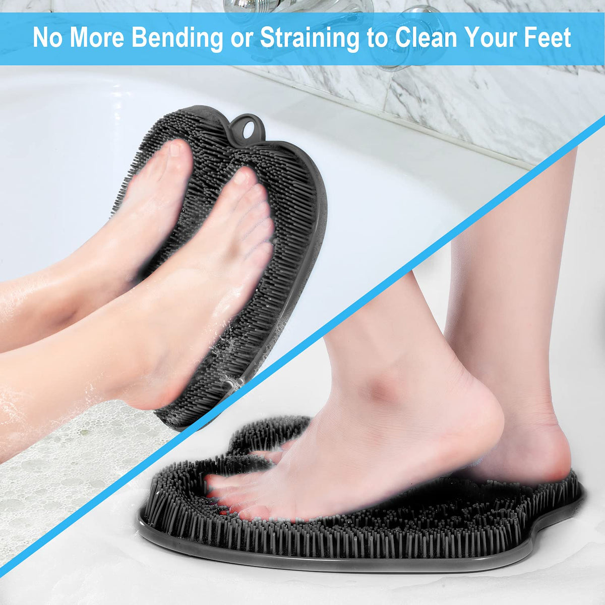BESKAR close-up of flexible bristles showing deep-cleaning action between toes