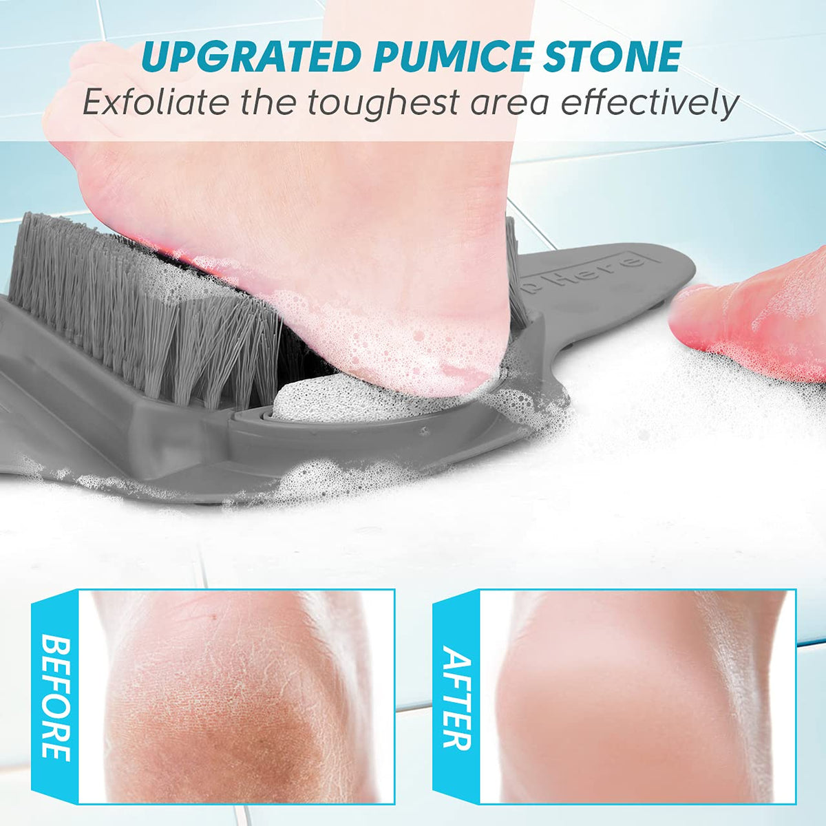 BESKAR in-shower use demonstrating hands-free exfoliation benefit