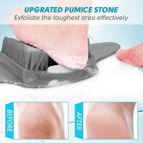 BESKAR in-shower use demonstrating hands-free exfoliation benefit