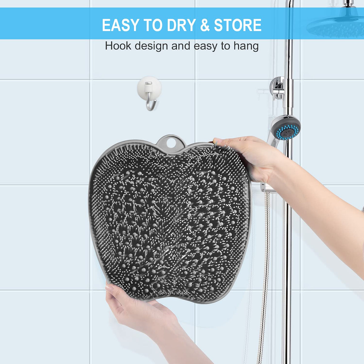 BESKAR rinsing bristles with soap demonstrating easy debris removal