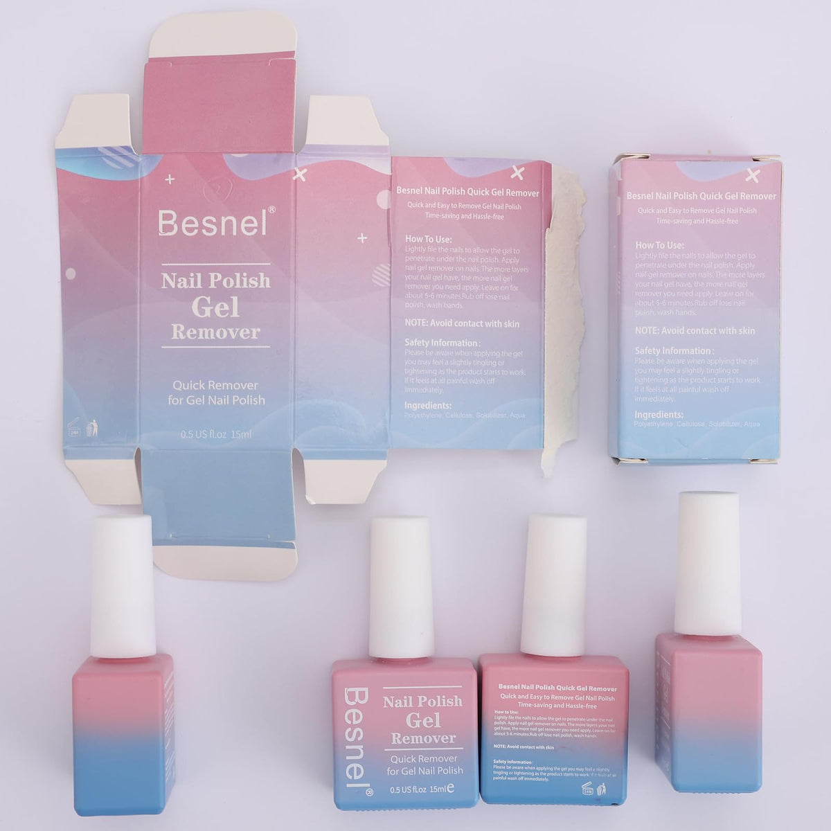 BESNEL bottle close-up label highlighting gentle formula and non-irritating benefit