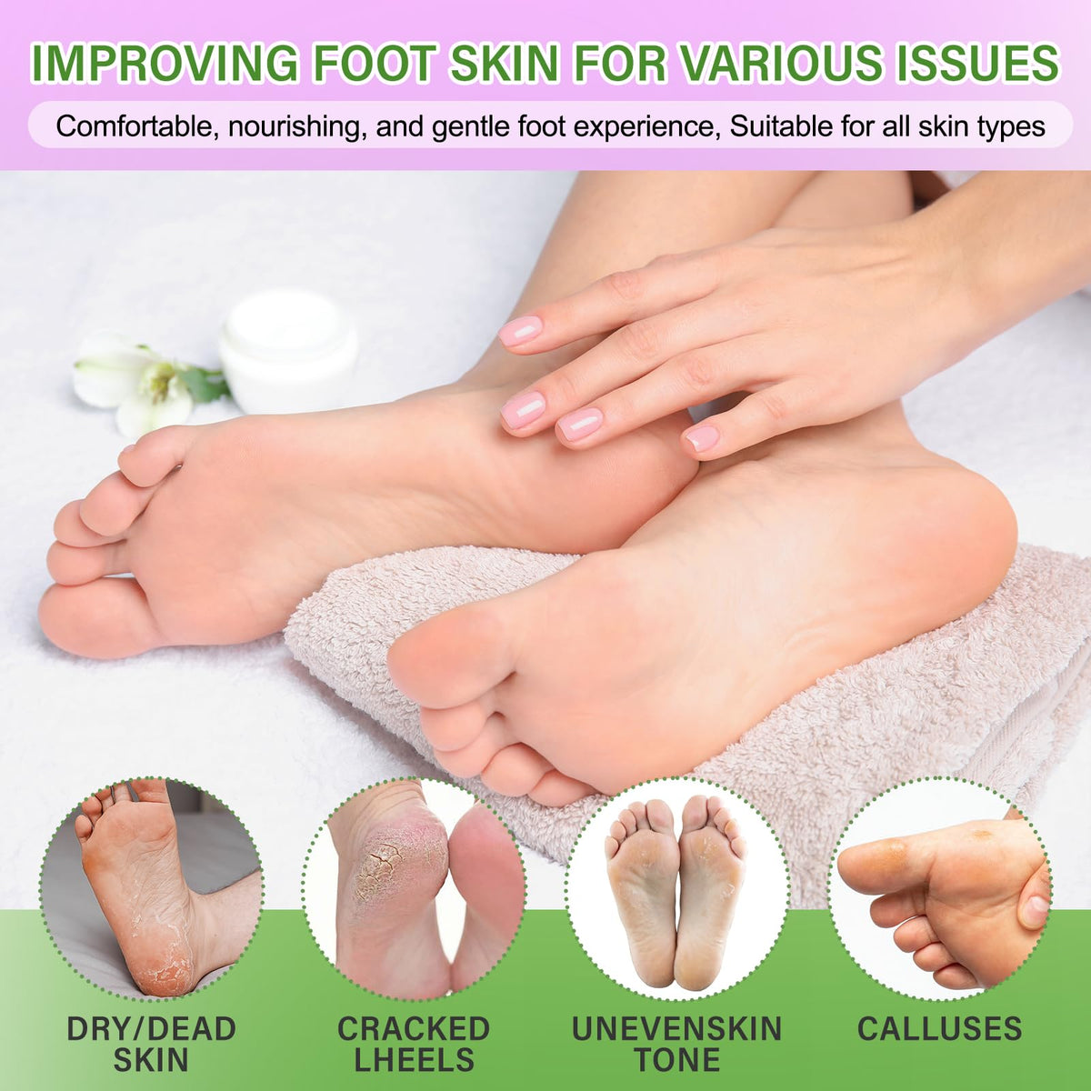 BESNEL exfoliating mask on foot during application for soft results