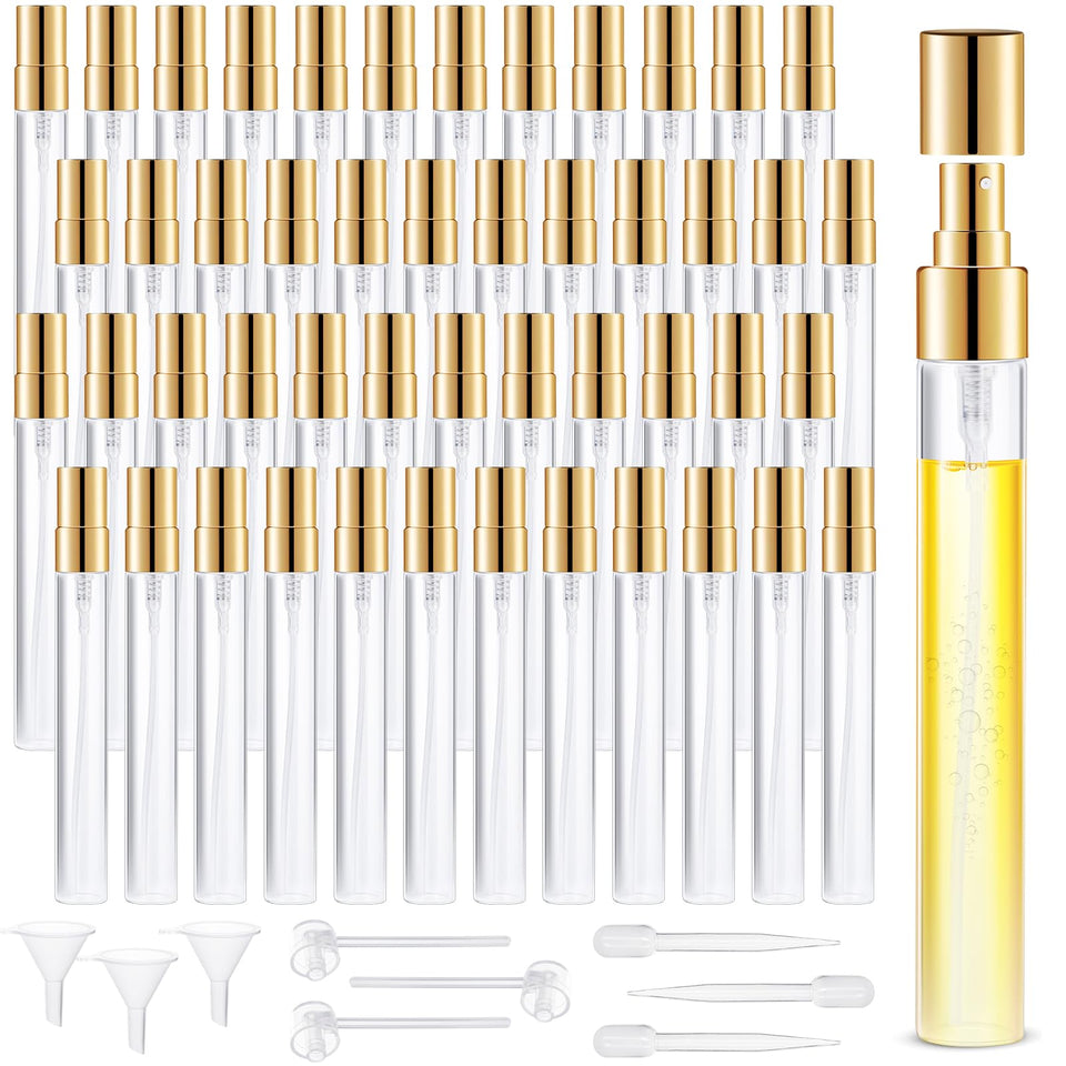 BESNEL front view of 50-pack clear 10ml spray bottles showing contents and benefits