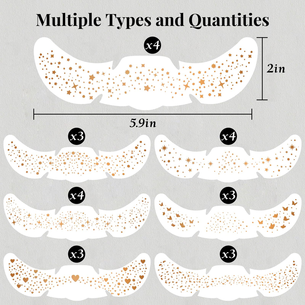 BESNEL close-up of seven holographic freckle patterns highlighting detail