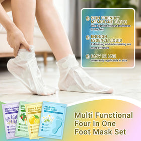 BESNEL mask packet beside a foot to show size and one-size-friendly fit