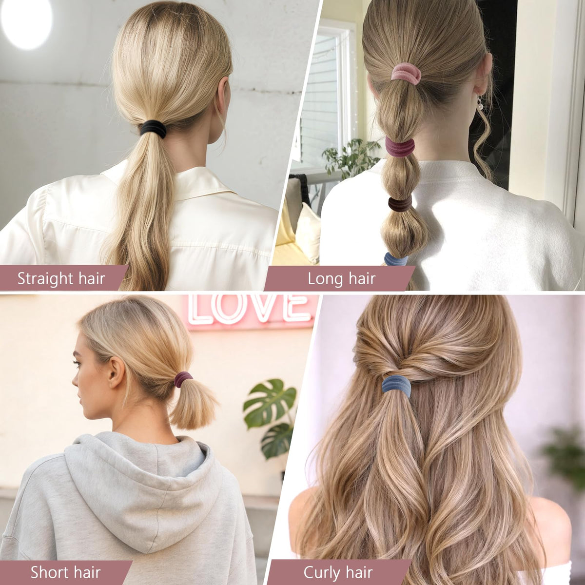Bessrung display of five natural colors to match hair tones