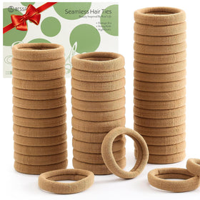 Bessrung front packaging showing 100 light brown hair ties for lasting supply