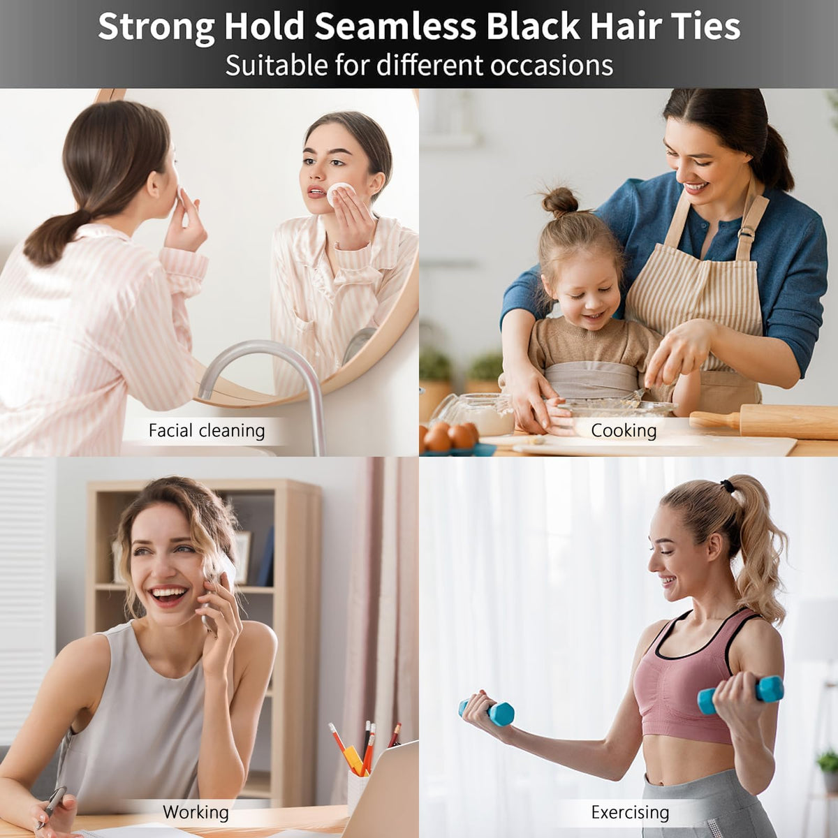 Bessrung hair tie holding hair during gym workout illustrating sweat-resistant performance