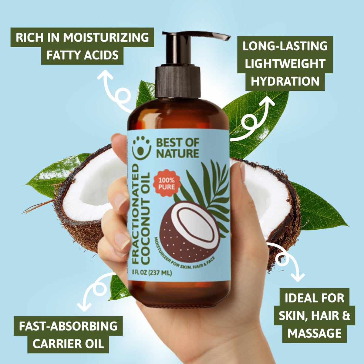 Best of Nature pump dispensing into palm highlighting convenient everyday use