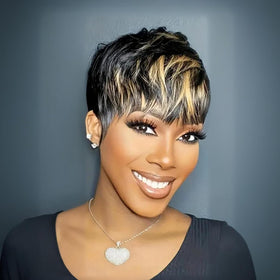 Besteffie side profile of short layered cut offering defined shape and movement