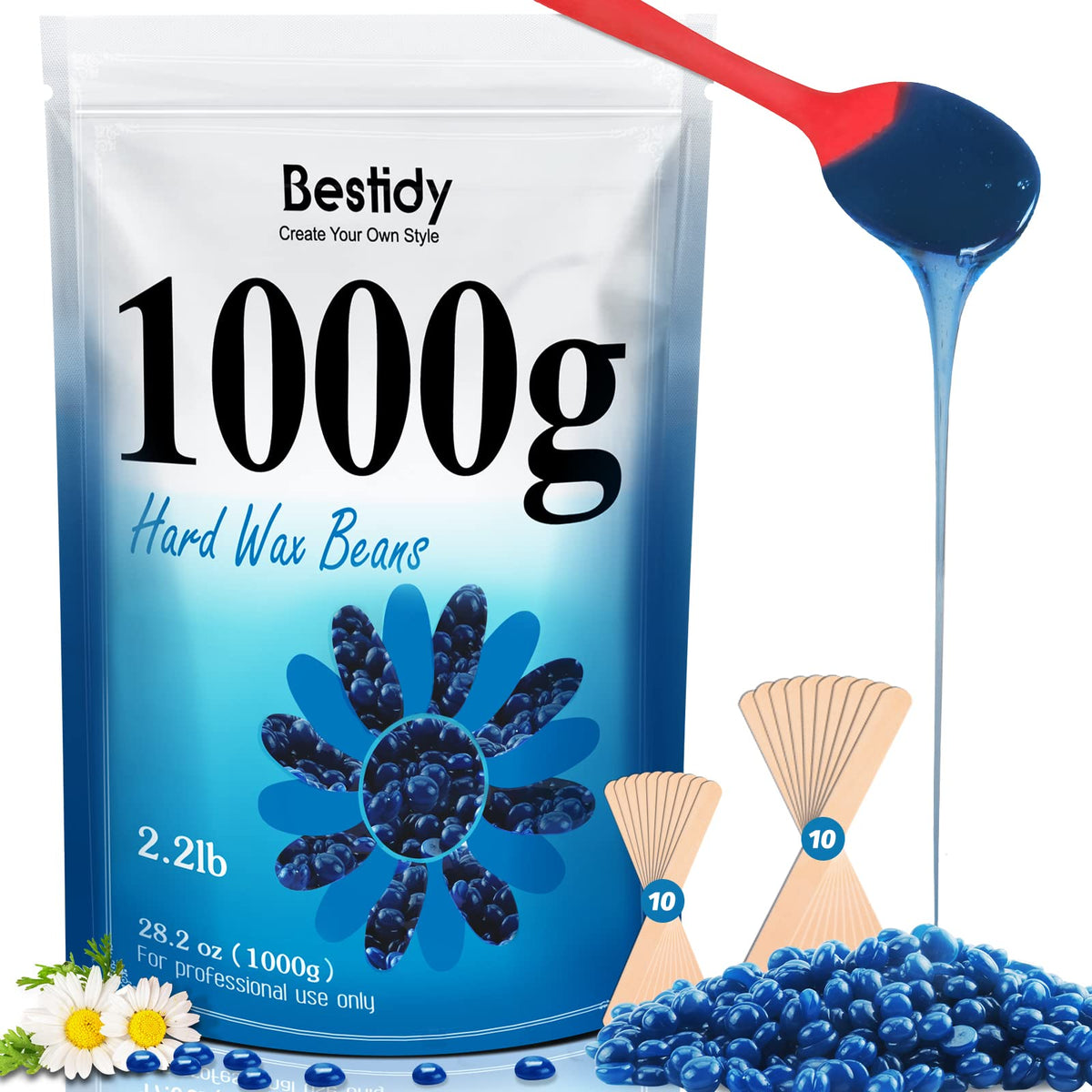 Bestidy front pouch showing 1000g refill and clear branding for value