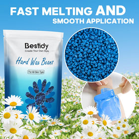 Bestidy melted wax in warmer showing honey-like consistency for comfortable application