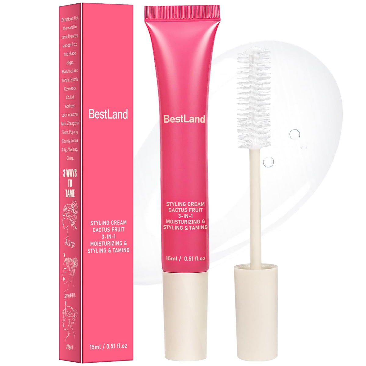 BestLand front packaging of cactus fruit hair wand showing compact design and benefits