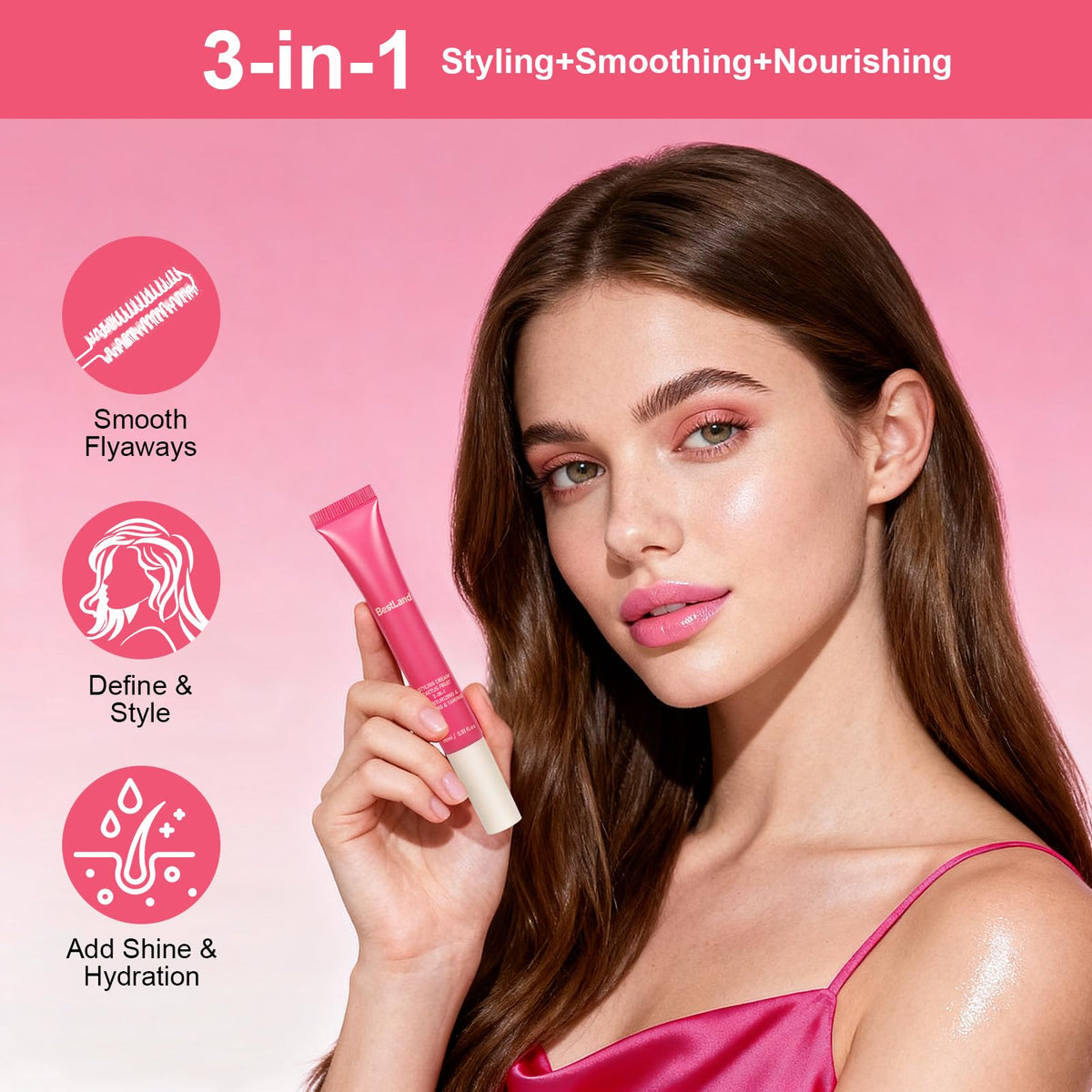 BestLand cream texture on fingertip highlighting lightweight, non-greasy formula for smooth finish