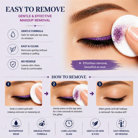 BestLand eyeliner applied to eye showing metallic shimmer and long-lasting benefit