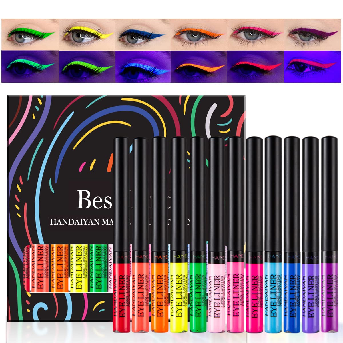 BestLand eyeliner in use creating sharp winged liner for dramatic effect