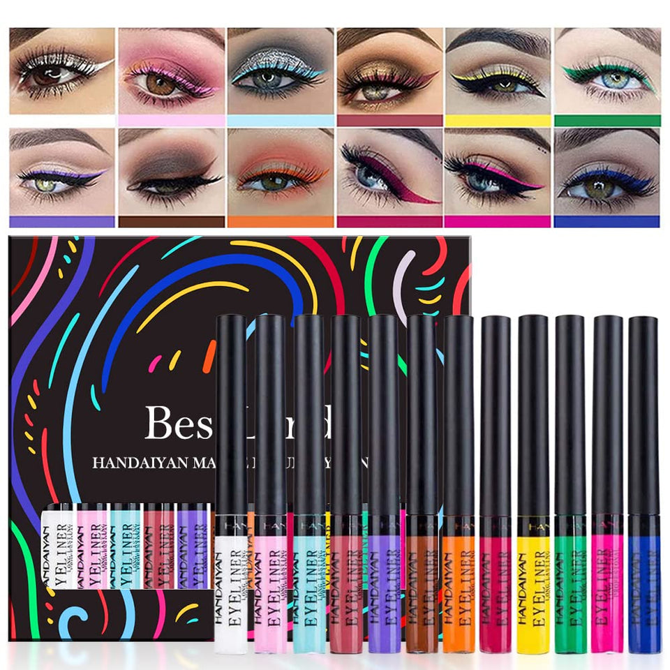 BestLand front packaging showing 12 matte eyeliners and gift-ready box benefit