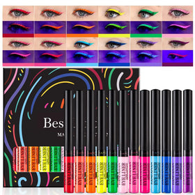 BestLand front packaging showing 12 neon eyeliners, colorful gift-ready kit