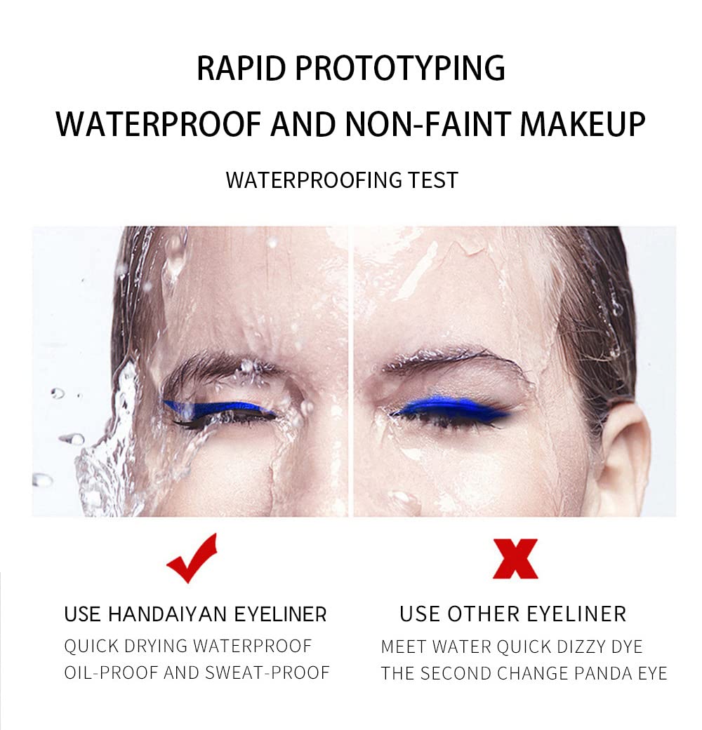 BestLand neon blue and red liner on eye demonstrating bold graphic impact