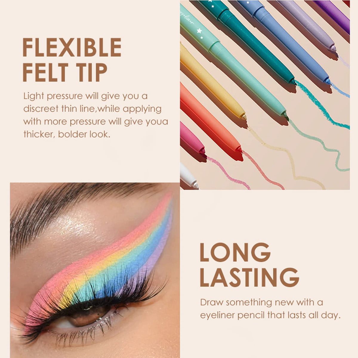 BestLand close-up of precision tip for clean, crisp eyeliner application