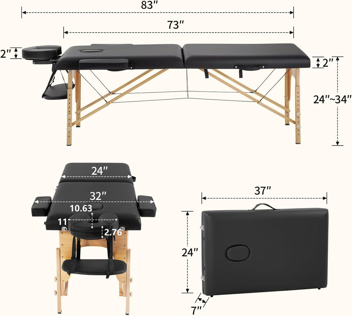 BestMassage table open front view showing stable support for clients