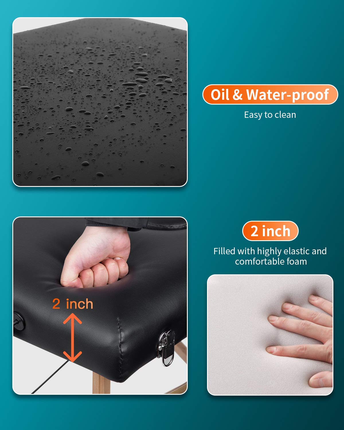 BestMassage folded table next to chair showing compact size and portability