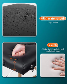BestMassage folded table next to chair showing compact size and portability