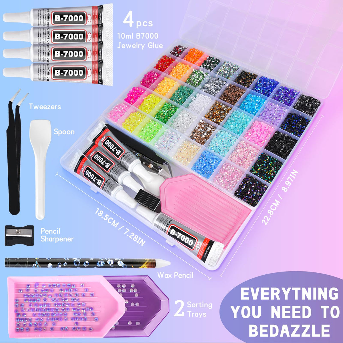 BestNow colorful swatch spread with 40 vibrant resin rhinestone shades