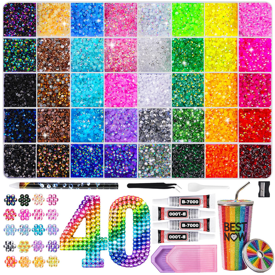 BestNow front packaging showing rhinestone kit contents and color count