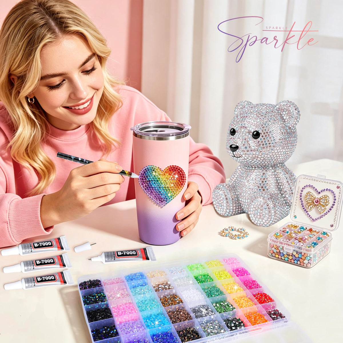 BestNow bedazzled tumbler in a lifestyle scene showing durable shine