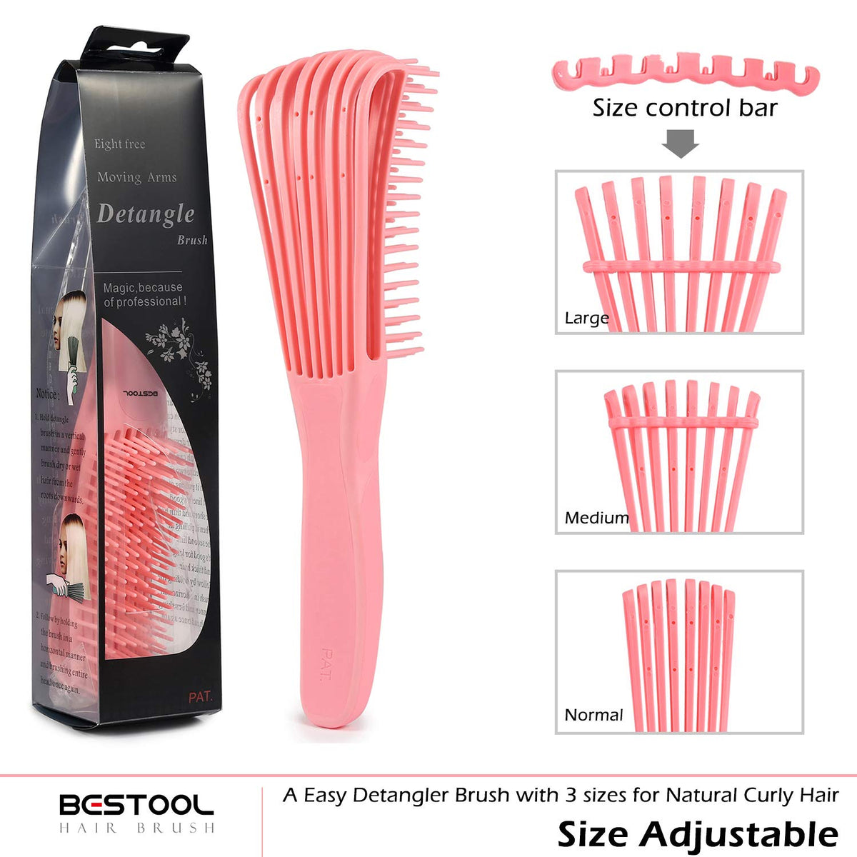 BESTOOL close-up of comb arms demonstrating flexibility and gentle detangling