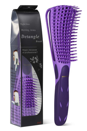 BESTOOL detangling brush front view showing purple finish and compact shape, improves styling control