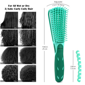 BESTOOL brush being used on wet curly hair showcasing smoother detangling