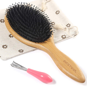 BESTOOL front view of bamboo paddle brush showing shape and finish for comfortable grooming